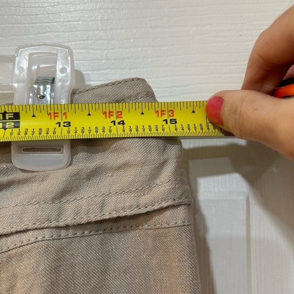 Banana Republic 100% Linen Short Skirt Lined Back Zip Khaki Belted Waist Size 4 - Picture 8 of 10